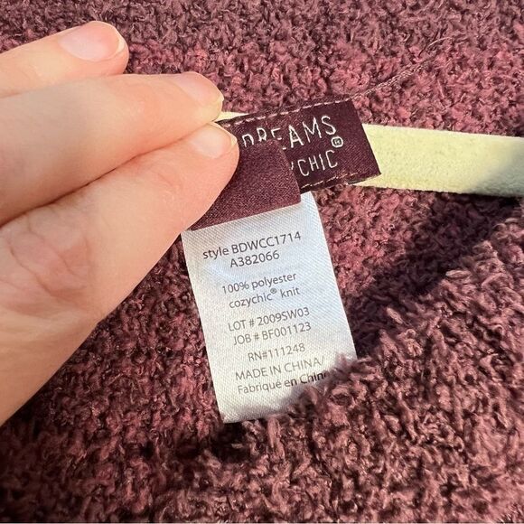 Barefoot Dreams maroon button cozychic poncho sweater one size - Picture 7 of 10